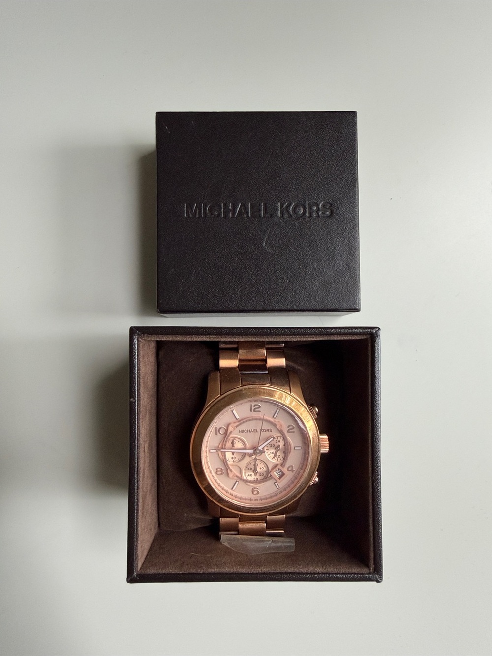 NWT Michael Kors Unisex Rose Gold-Tone Chronograph Watch Never Worn